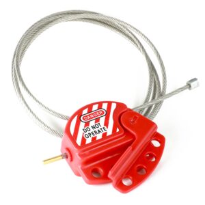 tradesafe lockout tagout cable lock - 6ft adjustable cable lock, steel cable lock with vinyl coating, loto cable for lock out tag out, premium grade, osha compliant