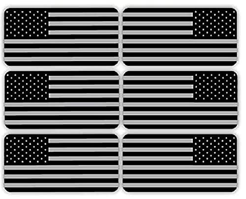 6 pcs Hard Hat American Flag Sticker, REFLECTIVE USA Mirrored Stealthy Flag Hard Hat Stickers, Hardhat Decals, Tactical Morale Military Gear Labels, USA American Flag Helmet Toolbox