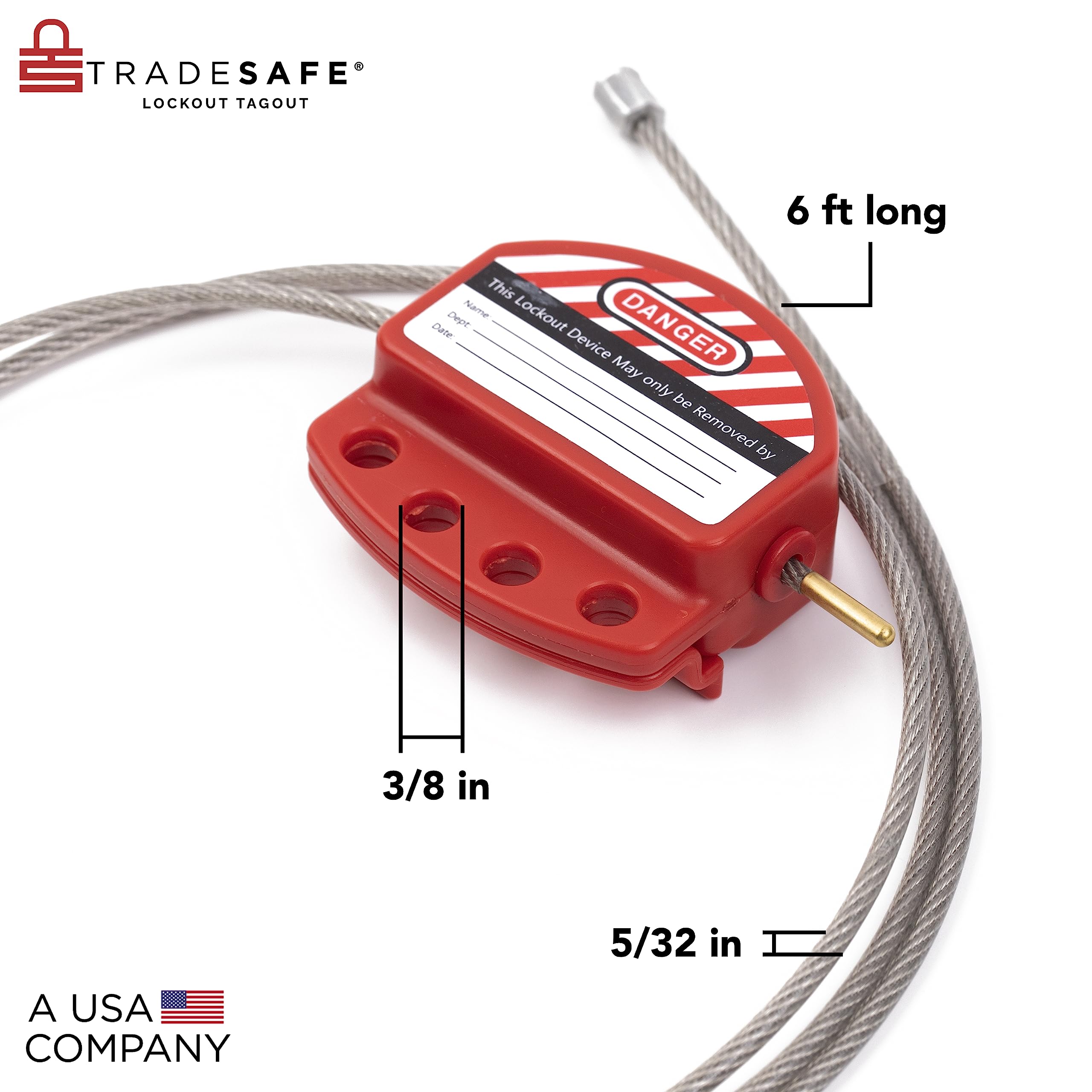 TRADESAFE Lockout Tagout Cable Lock - 6ft Adjustable Cable Lock, Steel Cable Lock with Vinyl Coating, Loto Cable for Lock Out Tag Out, Premium Grade, OSHA Compliant