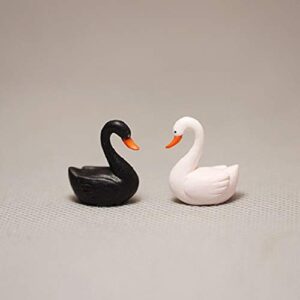 Shineweb 2Pcs Resin Couple Swan Model DIY Miniature Landscape Garden Bonsai Ornaments Outdoor Statues