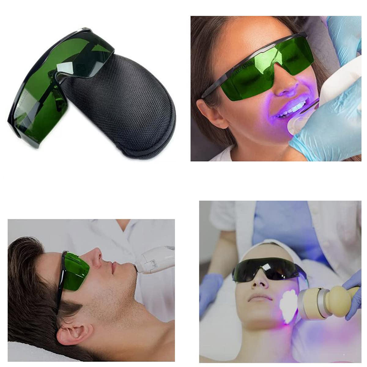 FreeMascot IPL 200nm-2000nm Laser Safety Glasses for Laser Hair Removal Treatment and Laser Cosmetology Operator Eye Protection with Case (Green)