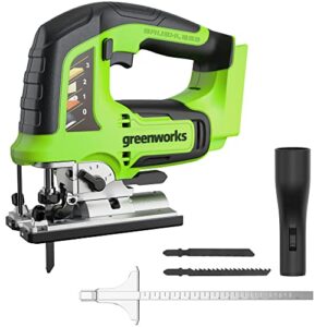 greenworks 24v brushless 1" cordless jig saw (3,000 spm / 4 settings / led light), tool only