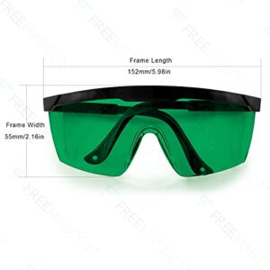 FreeMascot UV and Red Laser Safety Glasses for Typical 405nm, 445nm, 650nm and Infrared Laser Light for Hair Removal Eye Protection with Adjustable Frame Temple (Green)
