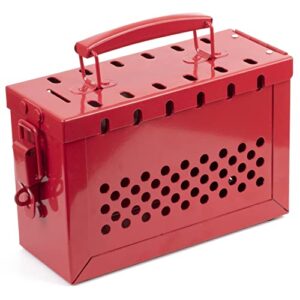 tradesafe lockout tagout group lock box - premium loto group box, 18 gauge steel lockout box, red lock box for osha compliant group loto procedures