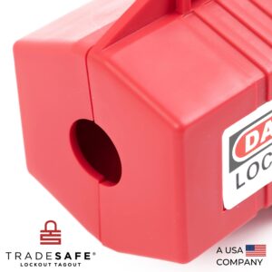 TRADESAFE Plug Lock for Lockout Tagout - 220 Volt Power Cord Lockout, Large Electrical Plug Lock, Industrial Grade Electrical Plug Lockout Device, OSHA Compliant Red