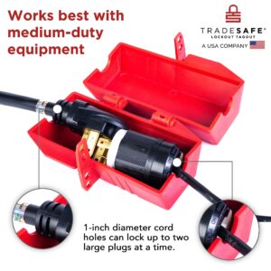 TRADESAFE Plug Lock for Lockout Tagout - 220 Volt Power Cord Lockout, Large Electrical Plug Lock, Industrial Grade Electrical Plug Lockout Device, OSHA Compliant Red