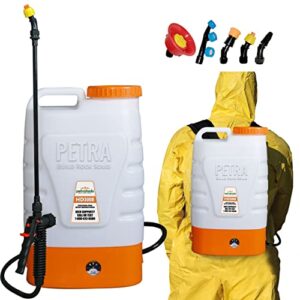 petratools 3-gallon battery powered backpack sprayer – extended spray time long-life battery - new hd wand included, wide mouth lid, comes with multiple nozzles & battery included, 65+ psi - hd3000
