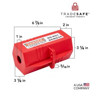 TRADESAFE Plug Lock for Lockout Tagout - 220 Volt Power Cord Lockout, Large Electrical Plug Lock, Industrial Grade Electrical Plug Lockout Device, OSHA Compliant Red