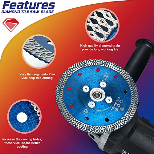 4.5" Tile Blade Super Thin Diamond Porcelain Blade with Flange for Cutting Porcelain Tile Stone