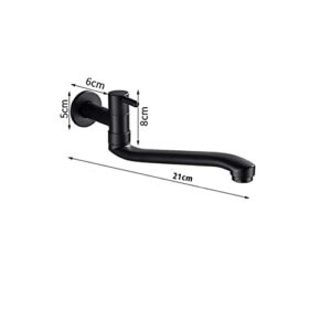 Wall-Mounted Black Cold Water Faucet Washing Machine Mop Pool Garden Taps (21cm)