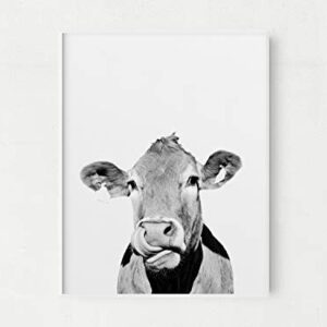 Black and White Farm Animal Prints | Set of 4 11x14 Cute Animal Wall Art | Rustic Kids Bedroom and Baby's Nursery Wall Decor | Pig, Chicken, Sheep, Cow Photos Ready to Frame | Vintage Farmhouse Decor