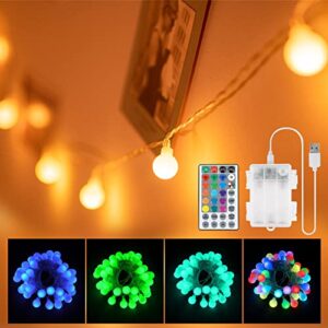 omika 20ft battery powered string lights, 40 led 18 color changing battery operated christmas lights, usb powered camping lights string for indoor outdoor hanging light for bedroom xmas party decor