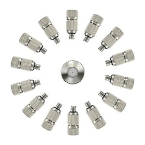 high pressure outdoor anti-drip fogging spray head outdoor cooling misting system nozzle, unc 10/24 stainless steel misting nozzles 0.012" orifice (0.3mm), silver tone,15 pcs