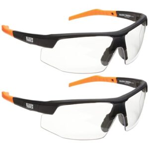 klein tools 60159 safety glasses, ppe protective eyewear with semi frame, scratch resistant and anti-fog, clear lens