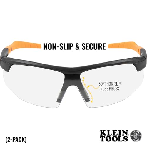 Klein Tools 60159 Safety Glasses, PPE Protective Eyewear with Semi Frame, Scratch Resistant and Anti-Fog, Clear Lens