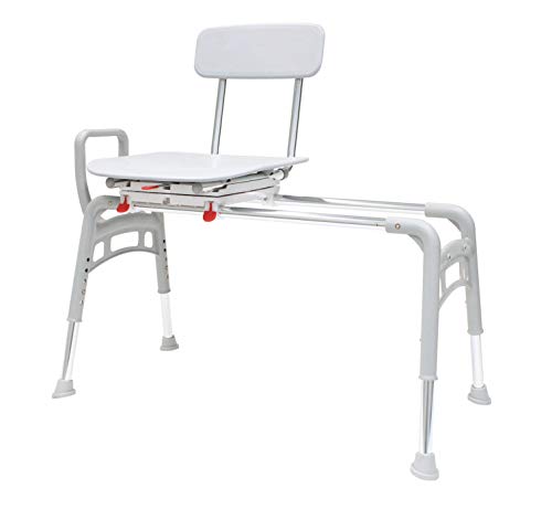 Eagle Health Ergo Swiveling Sliding Bathtub Transfer Bench & Shower Chair Reg. (78668), Safe, Patented, Comfortable, Tool-Less Assembly, Height Adjustable