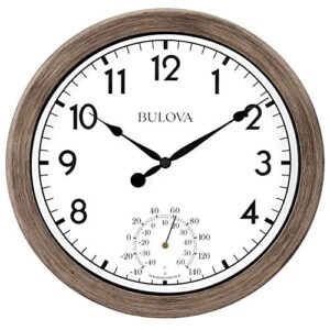 bulova patio time indoor/outdoor wall clock, 10.25, rattan finish (c4879)
