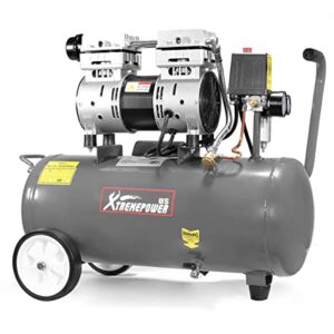 xtremepowerus 1.0hp quiet air compressor tank oil-free compressor steel tank 8-gallons with air filter regulator, grey