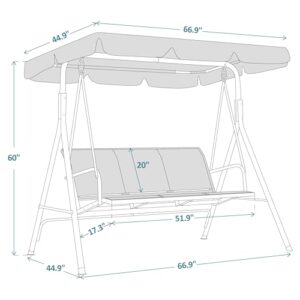 MCombo Outdoor Patio Canopy Swing Chair 3-Person, Steel Frame Textilence Seats Swing Glider, 4507 (Black)