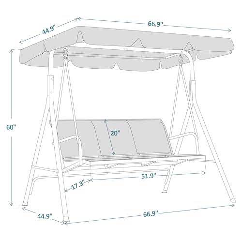 MCombo Outdoor Patio Canopy Swing Chair 3-Person, Steel Frame Textilence Seats Swing Glider, 4507 (Black)