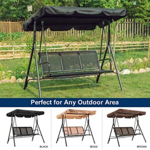 MCombo Outdoor Patio Canopy Swing Chair 3-Person, Steel Frame Textilence Seats Swing Glider, 4507 (Black)