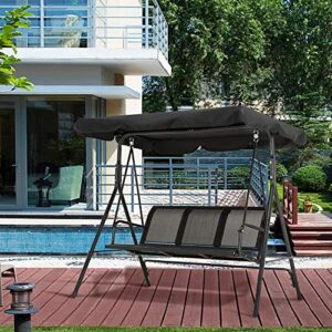 MCombo Outdoor Patio Canopy Swing Chair 3-Person, Steel Frame Textilence Seats Swing Glider, 4507 (Black)