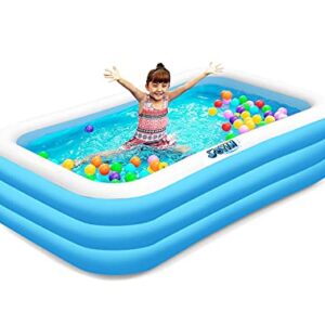 120" Inflatable Family Swimming Pool 120" X 72" X 22" Full-Sized Inflatable Lounge Pool for Baby, Kiddie, Kids, Adult, Infant for Ages 3+. Summer Fun Indoor Outdoor Water Party/Family Activity