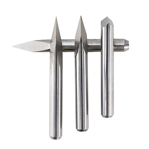 10pcs CNC Router V Bits, 3 Edge Pyramid Engraving, 1/8" Shank CNC 3D Milling Cutter| 20/30/45/60/90 Degrees, 0.1mm Tip