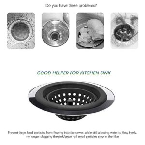 Kitchen Set of 2 Sink Strainers, Flexible Silicone Good Grip Kitchen Sink Drainers, Traps Food Debris and Prevents Clogs, Large Wide 4.5’ Diameter Rim