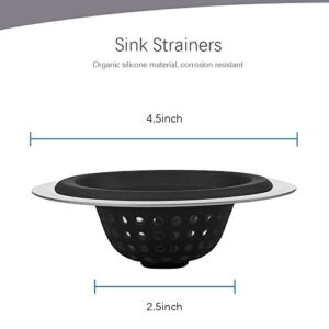 Kitchen Set of 2 Sink Strainers, Flexible Silicone Good Grip Kitchen Sink Drainers, Traps Food Debris and Prevents Clogs, Large Wide 4.5’ Diameter Rim