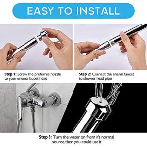 New Nozzle Clean Shower Head,2 Shower Heads 3 Aluminum Cleaner Flushing Cleansing System (Silver)