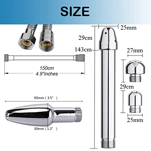 New Nozzle Clean Shower Head,2 Shower Heads 3 Aluminum Cleaner Flushing Cleansing System (Silver)