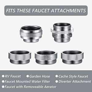 Faucet Adapter Kit, Brass Aerator Adapter Male Female Sink Faucet Adapter Connecting Garden Hose, Water Filter, Hose via Diverter