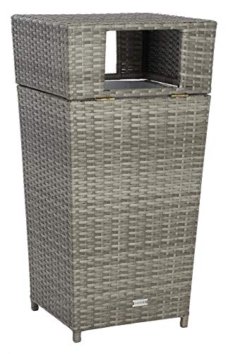 Safavieh Outdoor Collection Mazeli Grey Wicker Trash Bin