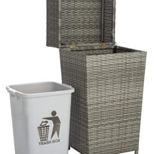 Safavieh Outdoor Collection Mazeli Grey Wicker Trash Bin