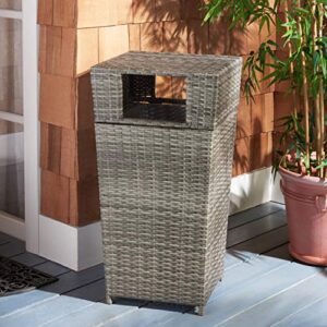 Safavieh Outdoor Collection Mazeli Grey Wicker Trash Bin