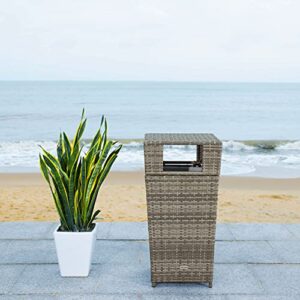 Safavieh Outdoor Collection Mazeli Grey Wicker Trash Bin