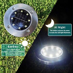 DUUDO Solar Outdoor Lights 12 Packs, Solar Lights Outdoor Waterproof IP65, Outdoor Solar Lights, Disk Solar Garden Lights for Yard Deck Lawn Patio Pathway Walkway Cold White