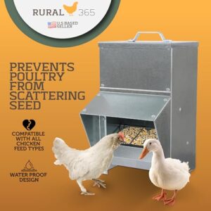 Rural365 50lb Capacity Galvanized Chicken Feeder Weatherproof Coop Dispenser