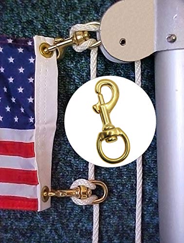 PISSION Flag Clips 4 Pack Heavy Duty Brass Swivel Snaps Hook for Rope, Flag Pole Hardware to Attach with Rope, Dog Chain, Leather Craft