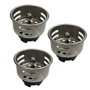 VARNAHOME Stainless Steel Junior Duo Strainer Replacement Basket/Stopper for Bar and Prep Sinks Drains 3 Pack