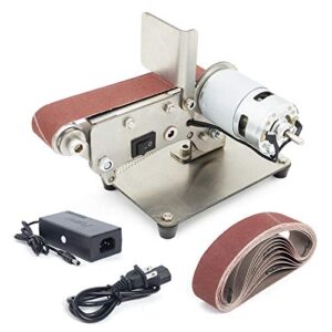 belt sander electric mini belt sander grinder polisher sharpener polishing grinding machine diy sand mill adjustable speed wood sanding tool (9000rpm 795 motor, adjustable angle)