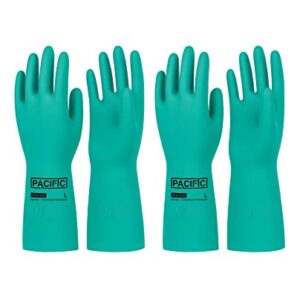 PACIFIC PPE 2 Pairs Nitrile Chemical Resistant Gloves, Flocked, Resist Strong Acid, Alkali, 15 mil, 12.6", X-Large