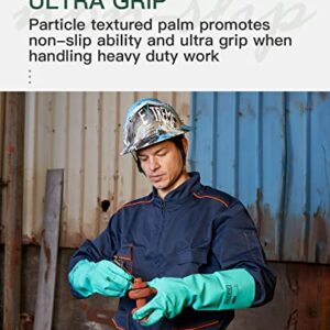 PACIFIC PPE 2 Pairs Nitrile Chemical Resistant Gloves, Flocked, Resist Strong Acid, Alkali, 15 mil, 12.6", X-Large