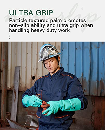 PACIFIC PPE 2 Pairs Nitrile Chemical Resistant Gloves, Flocked, Resist Strong Acid, Alkali, 15 mil, 12.6", X-Large