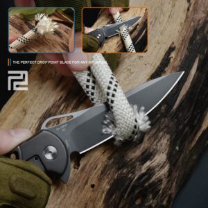 ARTISANCUTLERY Artisan Cutlery Hoverwing Pocket Folding Knife ATZ-1801P, Tactical EDC Knife with Stonewash D2 Blade and Steel Handle for Men Outdoor Hiking Camping Survival Hunting