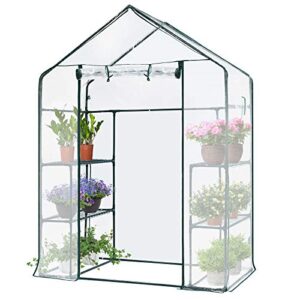 vivosun transparent 57 x 29 x 77-inch mini walk-in green house with windows and anchors, plant garden hot house