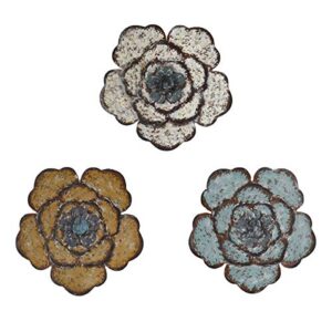 8 inch colorful large metal flower wall art multiple layer home decor for outdoor bedroom living room office garden set of 3