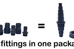 Sealproof Pond Tubing Pump Fitting, 30 Configurations, Works with Most Pumps, Fish Safe, Black