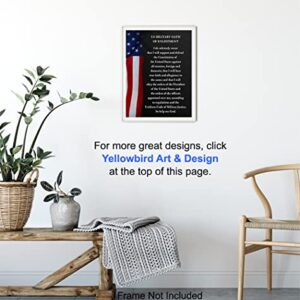 Military Oath of Enlistment - Patriotic American Flag Wall Art Decor, Decoration - Gift for Soldiers, Army, Navy, Air Force, Marines, Coast Guard, Veterans, Vets - Poster Print - 8x10 Photo